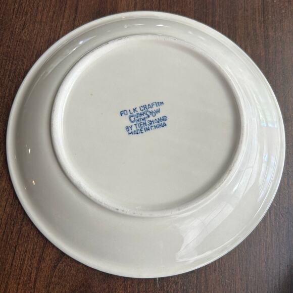 4 Cabin In The Snow by TIENSHAN Christmas plates folk craft - Picture 7 of 8